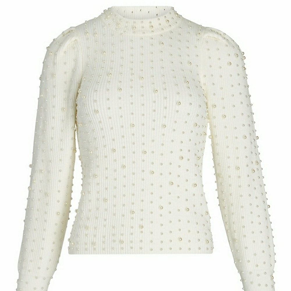 EXPRESS PEARL EMBELLISHED CREW NECK SWEATER